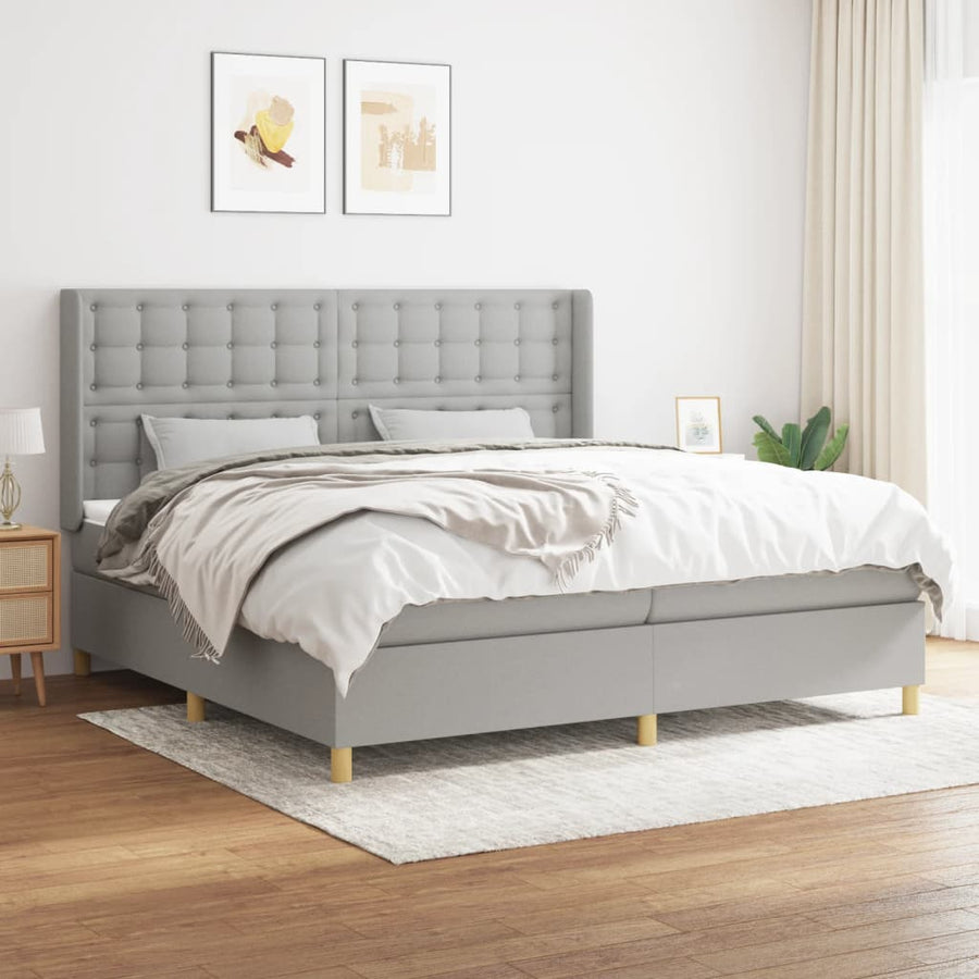 Boxspring Met Matras Stof Lichtgrijs 200 x 200 cm Knopen