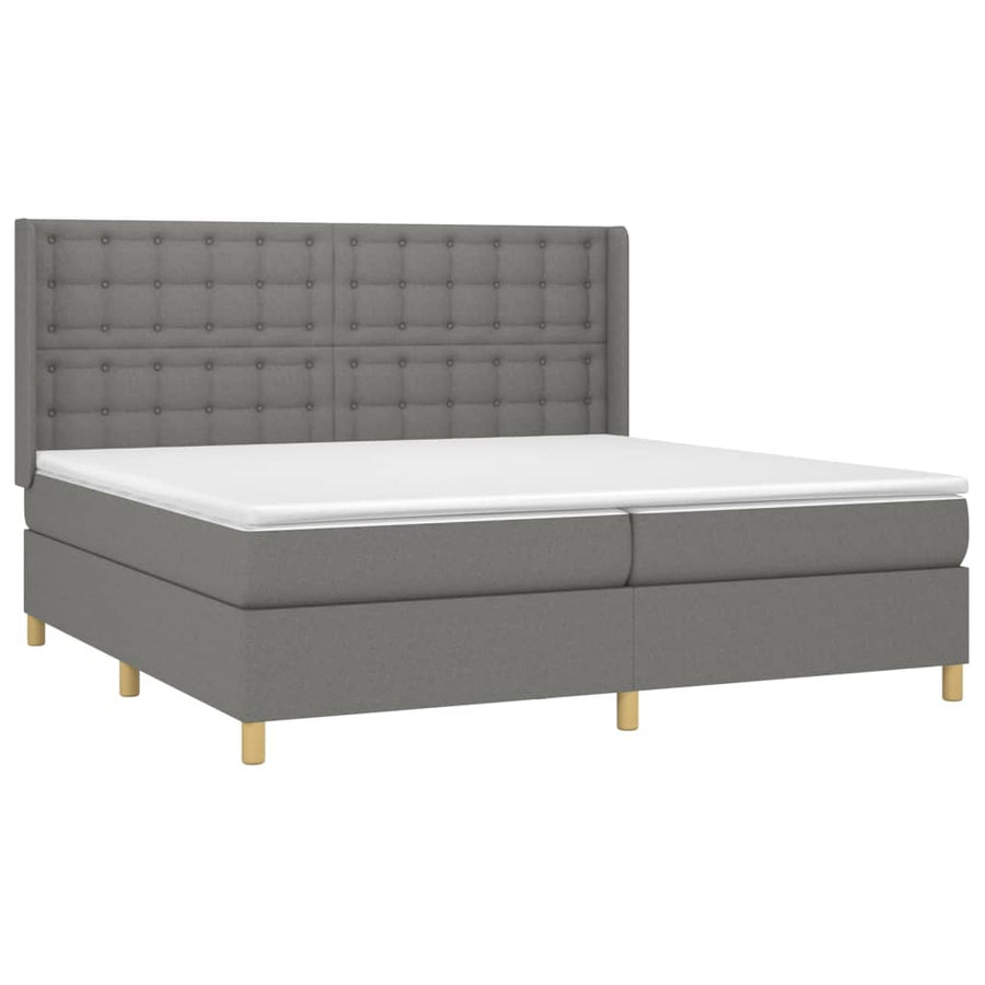 Boxspring Met Matras Stof Donkergrijs 200 x 200 cm Knopen
