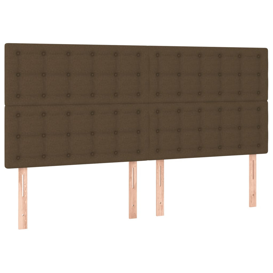 Boxspring Met Matras Stof Donkerbruin 200X200 Cm 200 x 200 cm Knopen