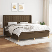 Boxspring met matras donkerbruin 200x200 cm