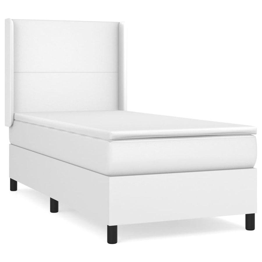 Boxspring Met Matras Kunstleer Wit 80 x 200 cm Effen ontwerp