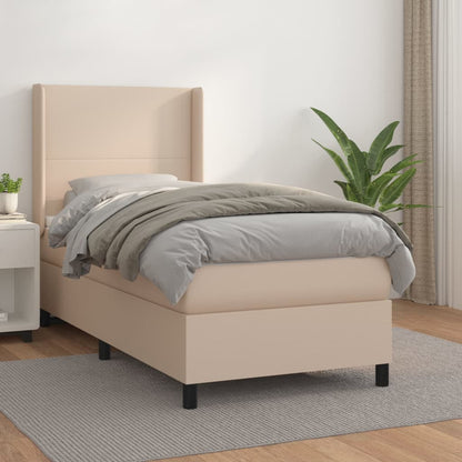 Boxspring met matras kunstleer cappuccinokleurig 80x200 cm