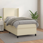 Boxspring met matras 90x190 cm crèmekleurig kunstleer