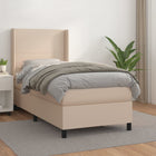 Boxspring Met Matras Kunstleer Cappuccinokleurig 90X190 Cm 90 x 190 cm Effen ontwerp