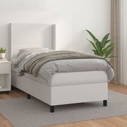 Box spring bed with white artificial leather mattress 90x200 cm