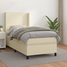 Boxspring Met Matras Kunstleer Crèmekleurig 90X200 Cm 90 x 200 cm Effen ontwerp