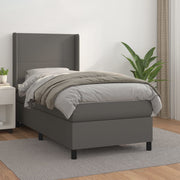 Box spring with mattress faux leather grey 90x200 cm