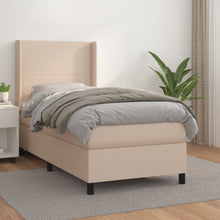 Boxspring Met Matras Kunstleer Cappuccinokleurig 90X200 Cm 90 x 200 cm Effen ontwerp