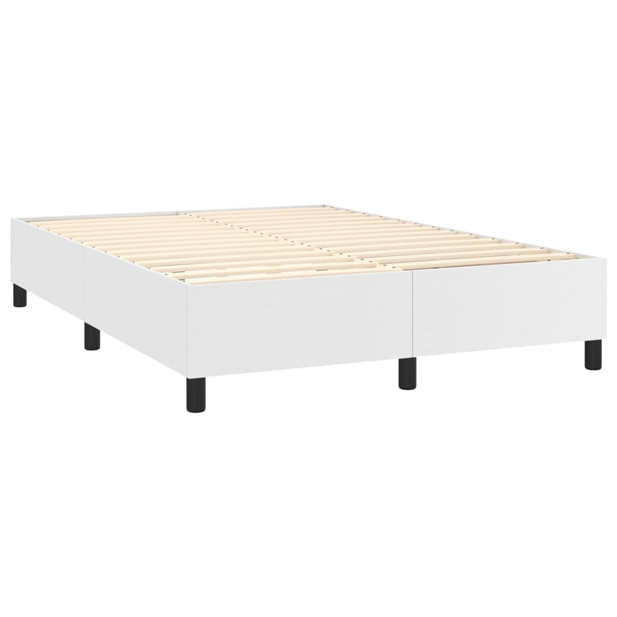 Boxspring Met Matras Kunstleer Wit 140 x 190 cm Effen ontwerp