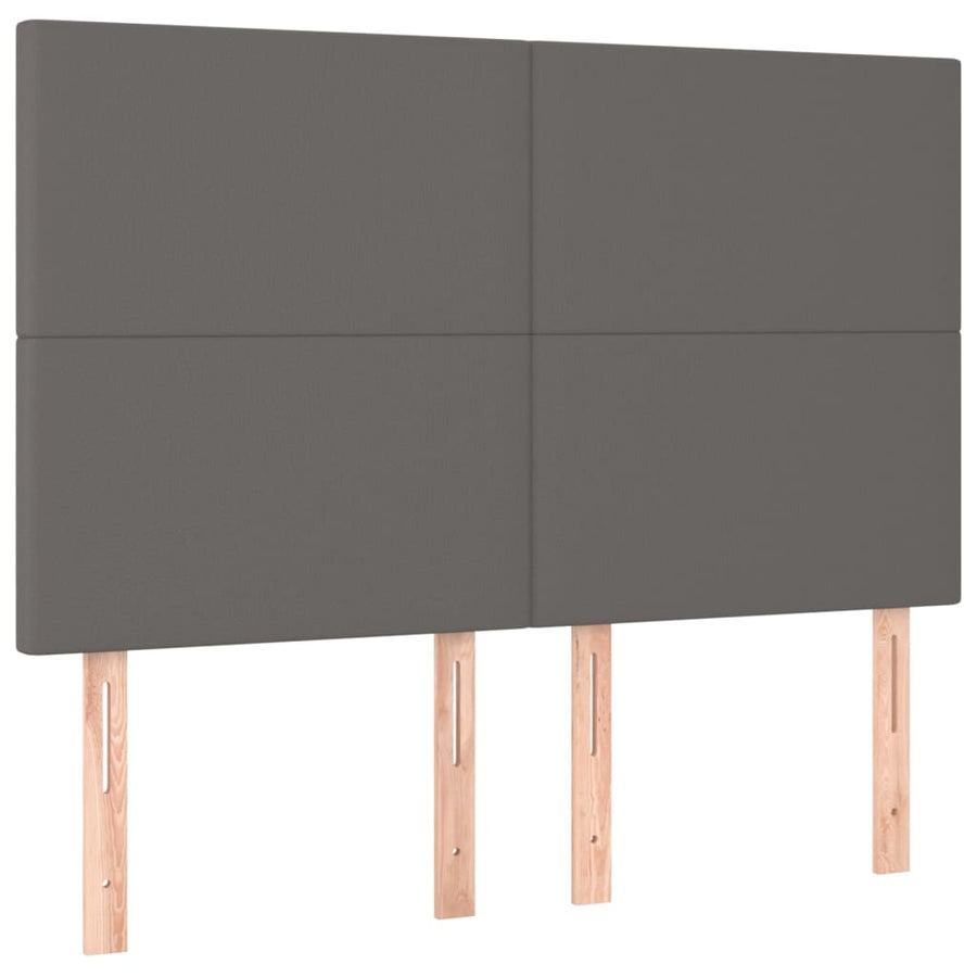 Boxspring Met Matras Kunstleer Grijs 140 x 200 cm Effen ontwerp