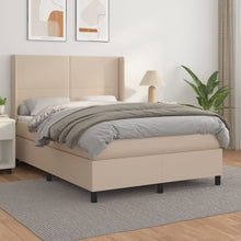 Boxspring Met Matras Kunstleer Kleurig Cappuccino 140 x 200 cm Effen ontwerp