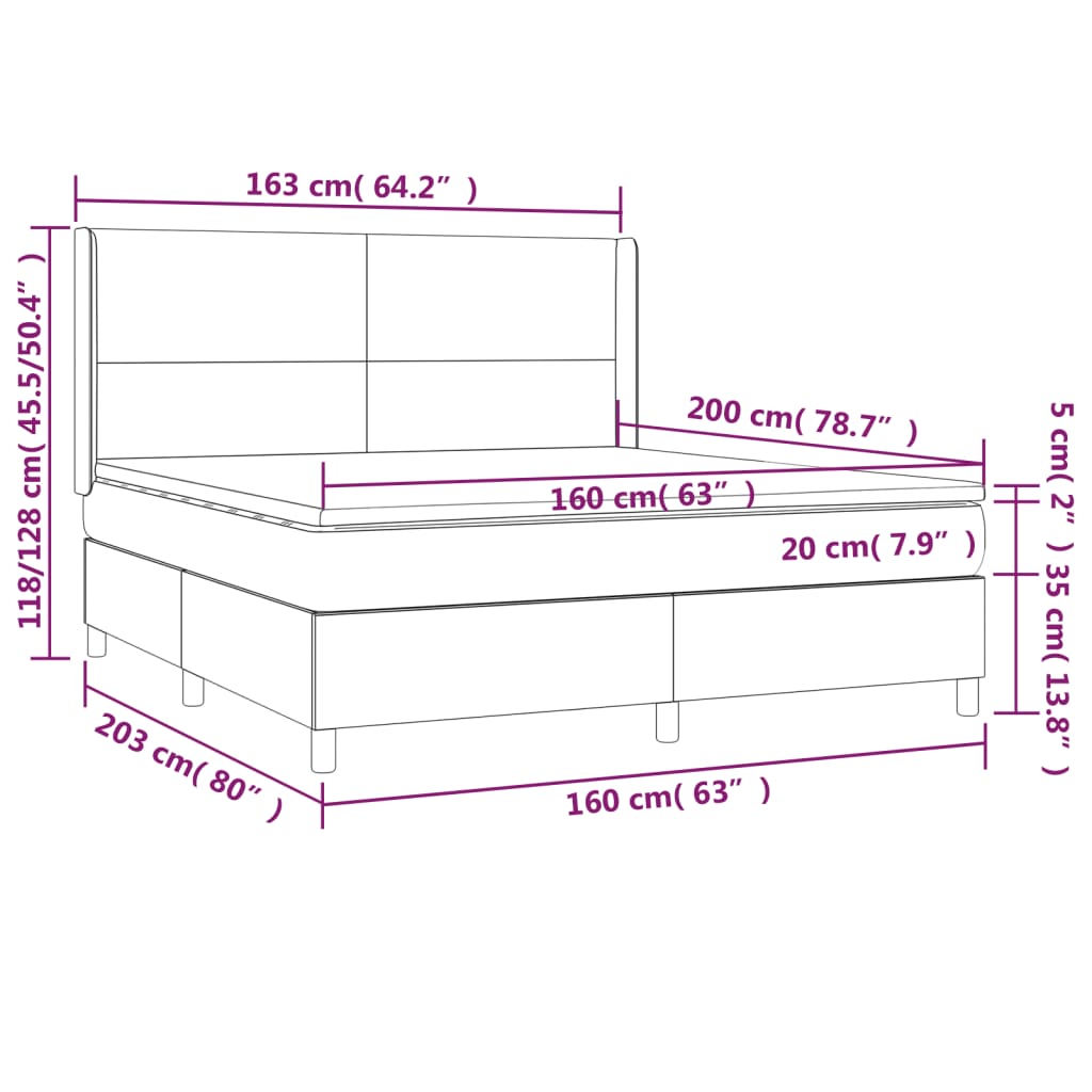 Boxspring Met Matras Kunstleer Zwart 160 x 200 cm Effen ontwerp
