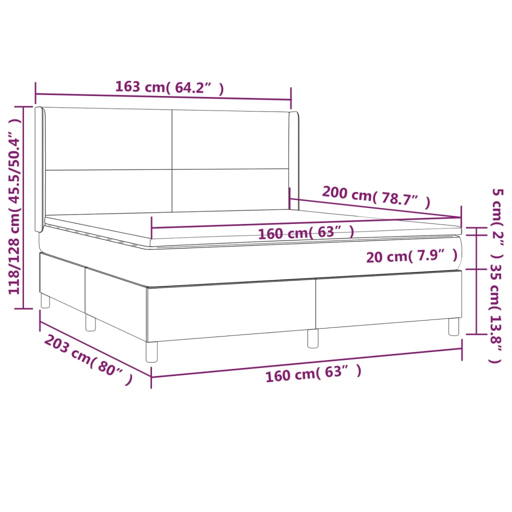 Boxspring met matras kunstleer crèmekleurig 160x200 cm