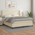 Boxspring met matras kunstleer crèmekleurig 160x200 cm 160 x 200 cm Crème