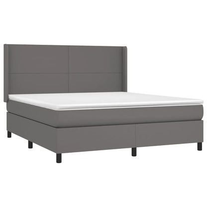 Boxspring Met Matras Kunstleer Grijs 180 x 200 cm Effen ontwerp