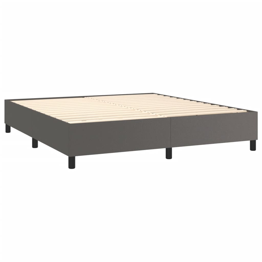 Boxspring Met Matras Kunstleer Grijs 180 x 200 cm Effen ontwerp