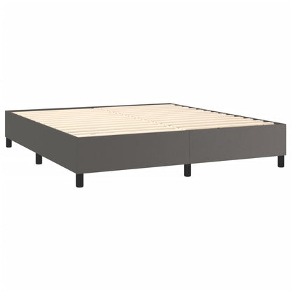 Boxspring Met Matras Kunstleer Grijs 180 x 200 cm Effen ontwerp