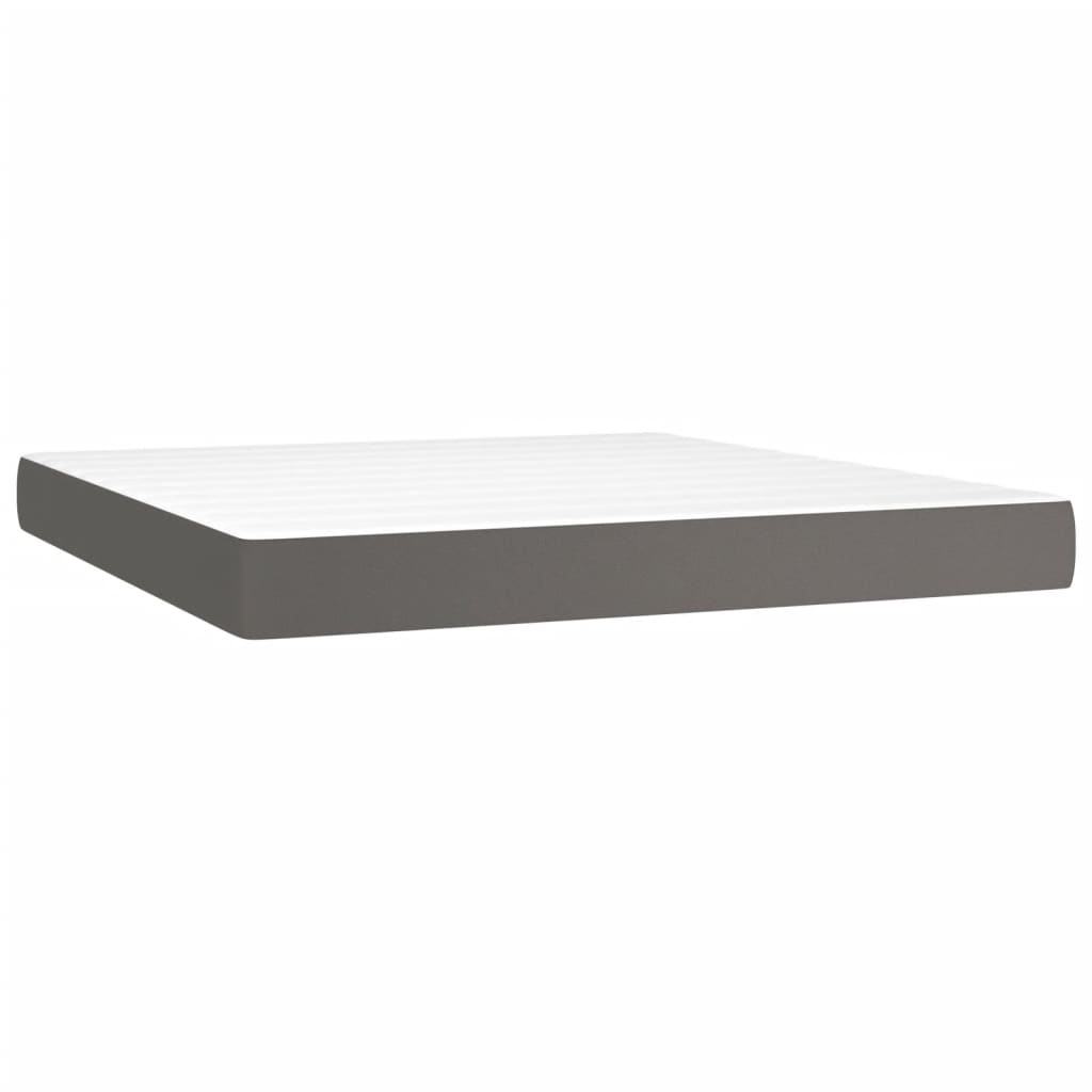 Boxspring Met Matras Kunstleer Grijs 180 x 200 cm Effen ontwerp