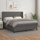 Boxspring Met Matras Kunstleer Grijs 180 x 200 cm Effen ontwerp