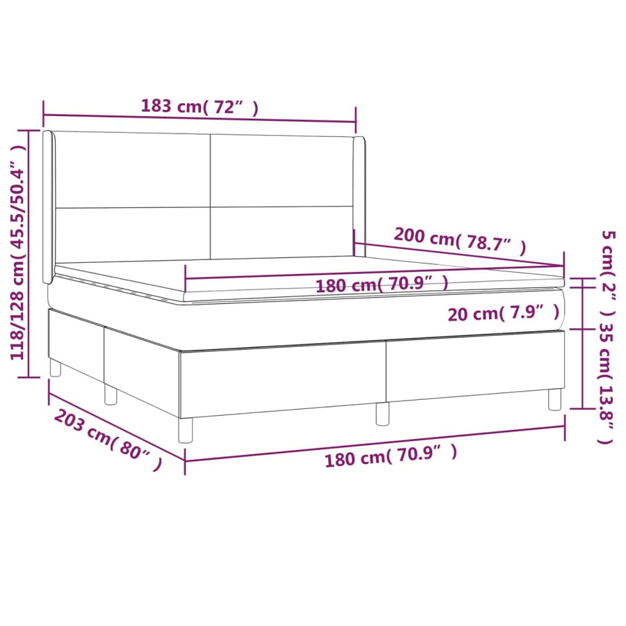 Boxspring met matras kunstleer cappuccinokleurig 180x200 cm