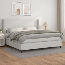 Boxspring Met Matras Kunstleer Wit 200 x 200 cm Effen ontwerp
