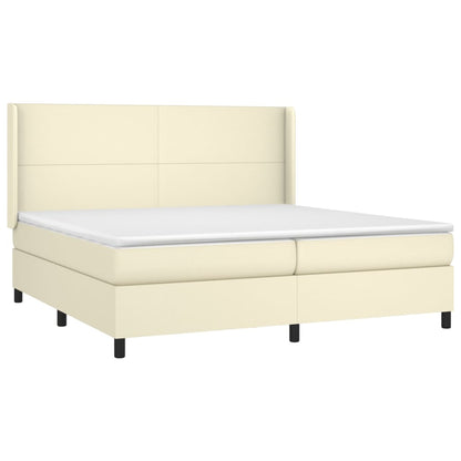 Boxspring met matras kunstleer crèmekleurig 200x200 cm