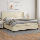 Boxspring met matras 200x200 cm kunstleer crèmekleurig