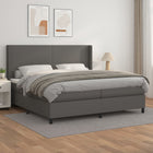 Box spring bed with faux leather mattress, gray, 200x200 cm