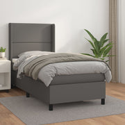 Boxspring met matras 90x190 cm grijs kunstleer