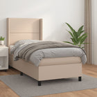 Boxspring Met Matras Kunstleer Cappuccinokleurig 90X200 Cm 90 x 200 cm Effen met spijkers