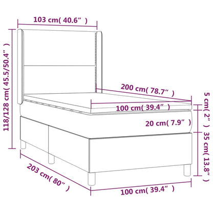 Boxspring Met Matras Kunstleer Wit 100 x 200 cm Effen met spijkers