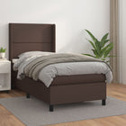 Boxspring met matras kunstleer bruin 100x200 cm 100 x 200 cm Bruin