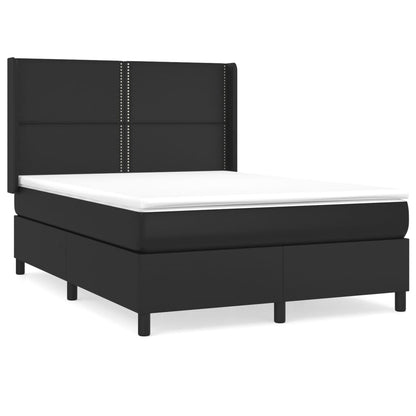 Boxspring Met Matras Kunstleer Zwart 140 x 200 cm Effen met spijkers
