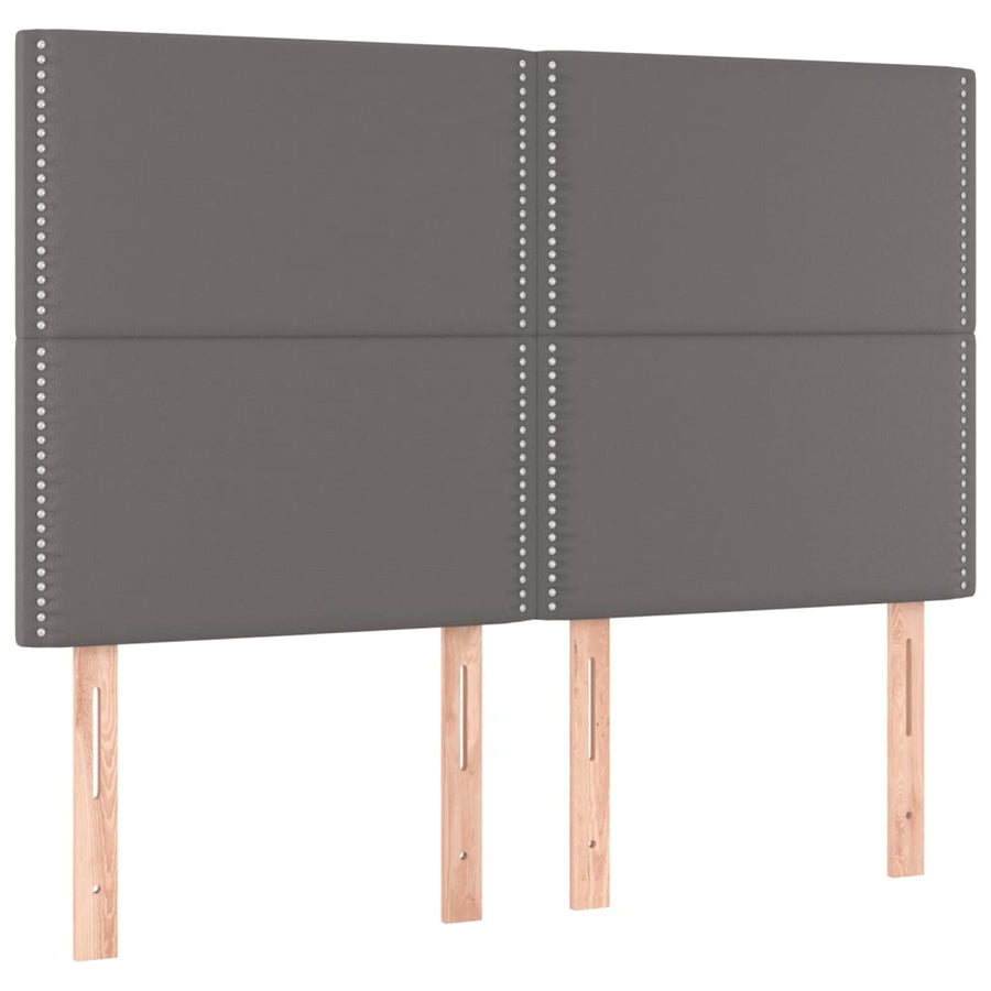 Boxspring Met Matras Kunstleer Grijs 140 x 200 cm Effen met spijkers