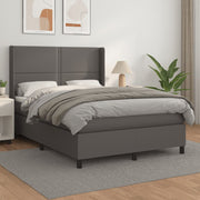 Boxspring met matras 140x200 cm grijs kunstleer
