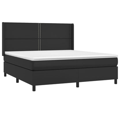 Boxspring Met Matras Kunstleer Zwart 180 x 200 cm Effen met spijkers