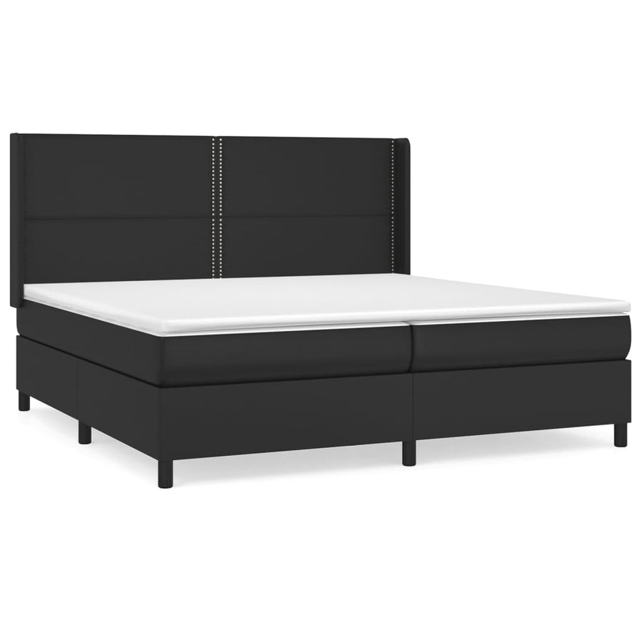 Boxspring Met Matras Kunstleer Zwart 200 x 200 cm Effen met spijkers