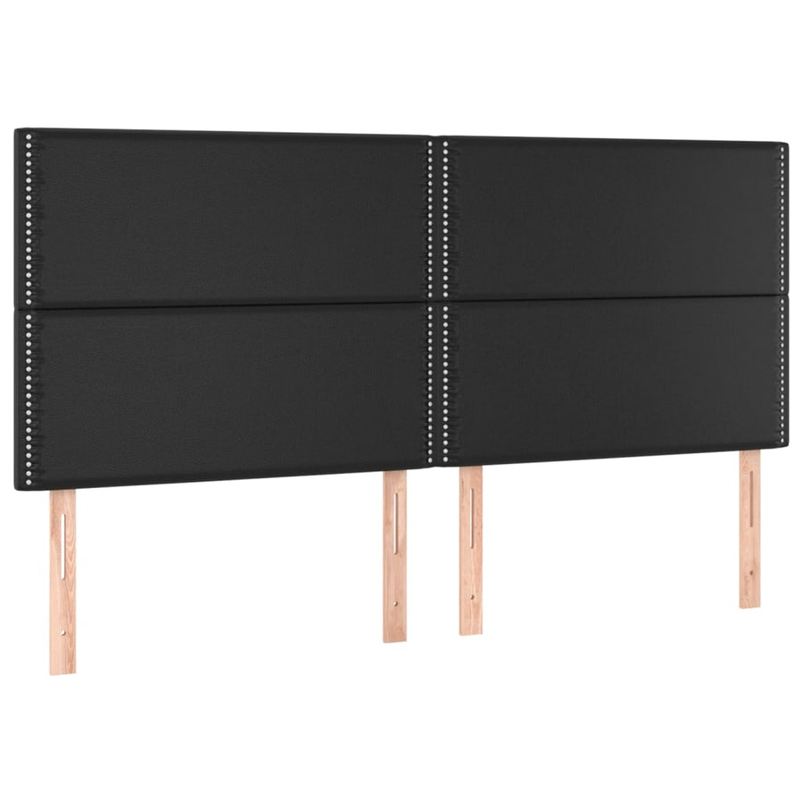 Boxspring Met Matras Kunstleer Zwart 200 x 200 cm Effen met spijkers