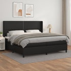 Box spring with mattress faux leather black 200x200 cm