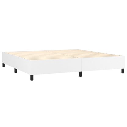 Boxspring Met Matras Kunstleer Wit 200 x 200 cm Effen met spijkers