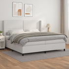 Box spring bed with mattress artificial leather white 200x200 cm