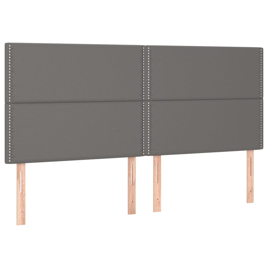 Boxspring Met Matras Kunstleer Grijs 200 x 200 cm Effen met spijkers
