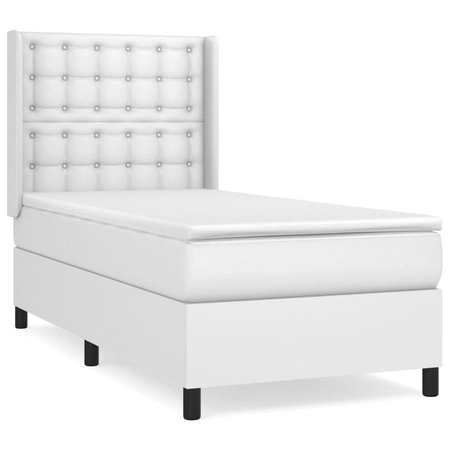 Boxspring Met Matras Kunstleer Wit 80 x 200 cm Knopen