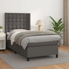 Boxspring met matras 80x200 cm grijs kunstleer