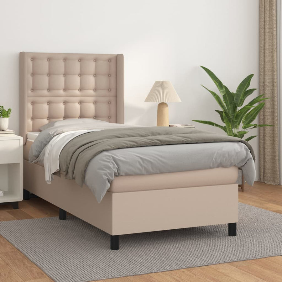 Boxspring met matras kunstleer cappuccinokleurig 80x200 cm