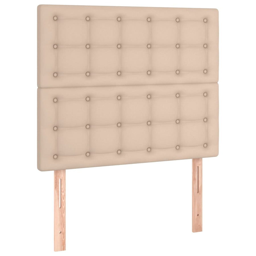 Boxspring Met Matras Kunstleer Cappuccinokleurig 90X190 Cm 90 x 190 cm Knopen