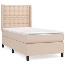 Boxspring Met Matras Kunstleer Cappuccinokleurig 90X200 Cm 90 x 200 cm Knopen