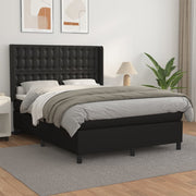 Boxspring met matras 140x190 cm zwart kunstleer