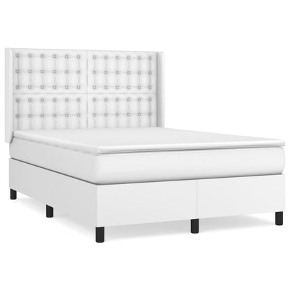 Boxspring Met Matras Kunstleer Wit 140 x 190 cm Knopen