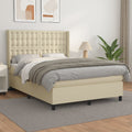 Boxspring met matras kunstleer crèmekleurig 140x190 cm